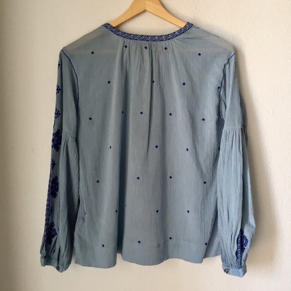 J. Crew Embroidered Gauzy Peasant Top - Picture 7 of 7